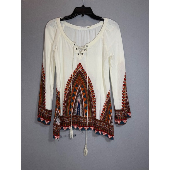 Blu Pepper Tops - Blu Pepper Boho Embroidered Tunic Top Tribal Print Peasant Small Flowy